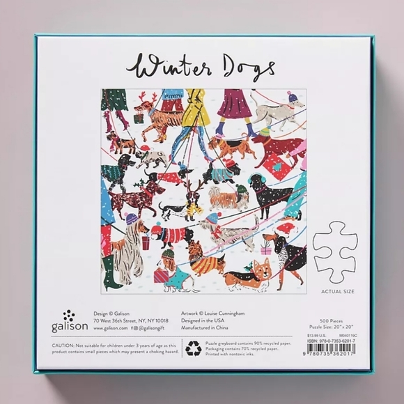 Anthropologie Winter Dogs Puzzle - 500 pieces - Picture 2 of 6